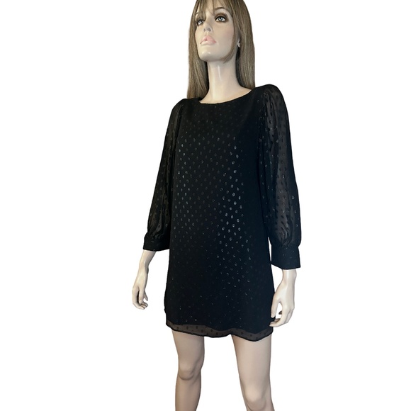 Lilly Pulitzer Silk Maisel Dress Silver Metallic Sparkle Dotted Blouson Sleeve - Picture 10 of 16